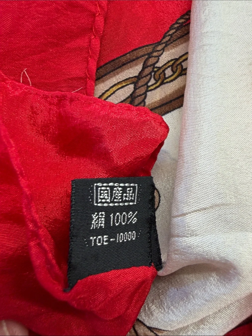 Red and Cream Patterned Women's Scarf